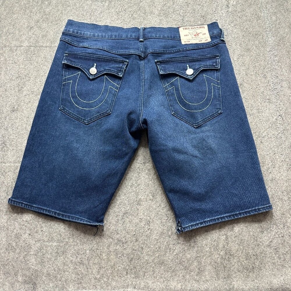 True Religion Denim Shorts Men 36 Blue Ricky Relaxed Straight 12" Jean Bermuda - Picture 10 of 16